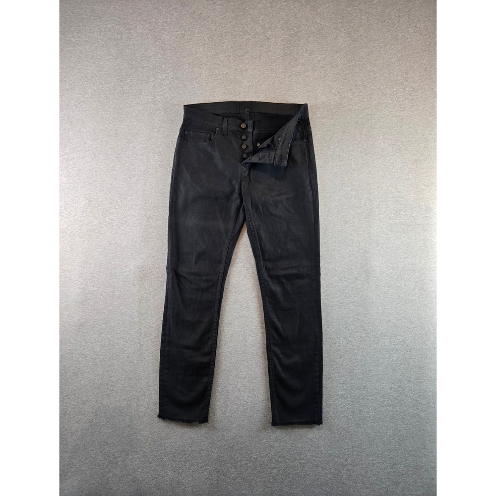 Zadig & Voltaire David Crop Noir Jeans Mens 30 Black Heavy Slim Button Fly Italy